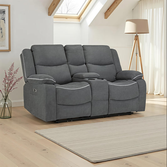 Harald Electric Recliner Sofa – Grey 2 Seater, Premium Comfort