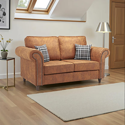 Oakland Tan 2 Seater Sofa – Elegant Compact Living Room Couch