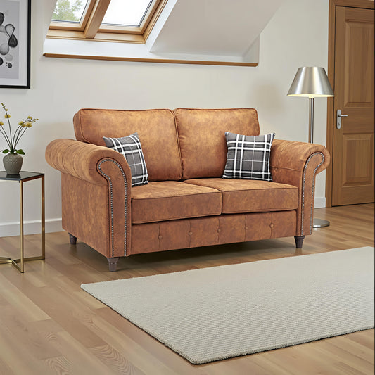 Oakland Tan 2 Seater Sofa – Elegant Compact Living Room Couch
