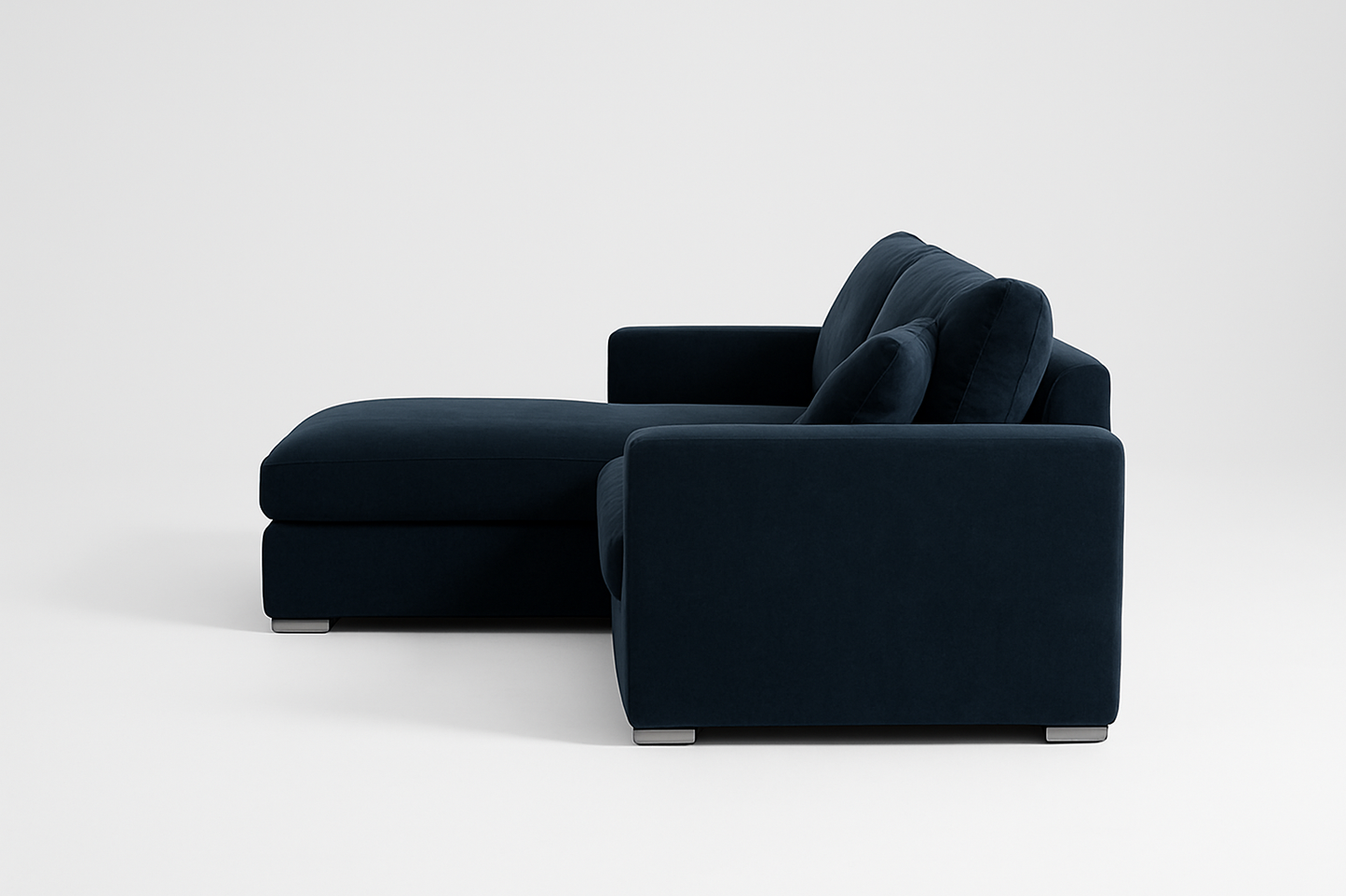 Navy Velvet L Shape Sofa UK – Luxury Plush Corner Sofa with Left Hand Chaise