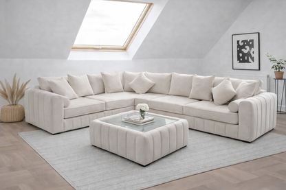 Lilly Corner Sofa 6 Seater – Silver Fabric L-Shaped Sofa