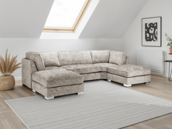 U Shape Sofa Full Back - Truffle