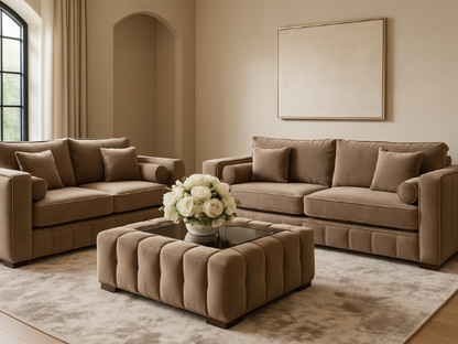 Lilly 3+2 Seater Corner Sofa Set – Luxury Velvet Chesterfield Style with Matching Coffee Table