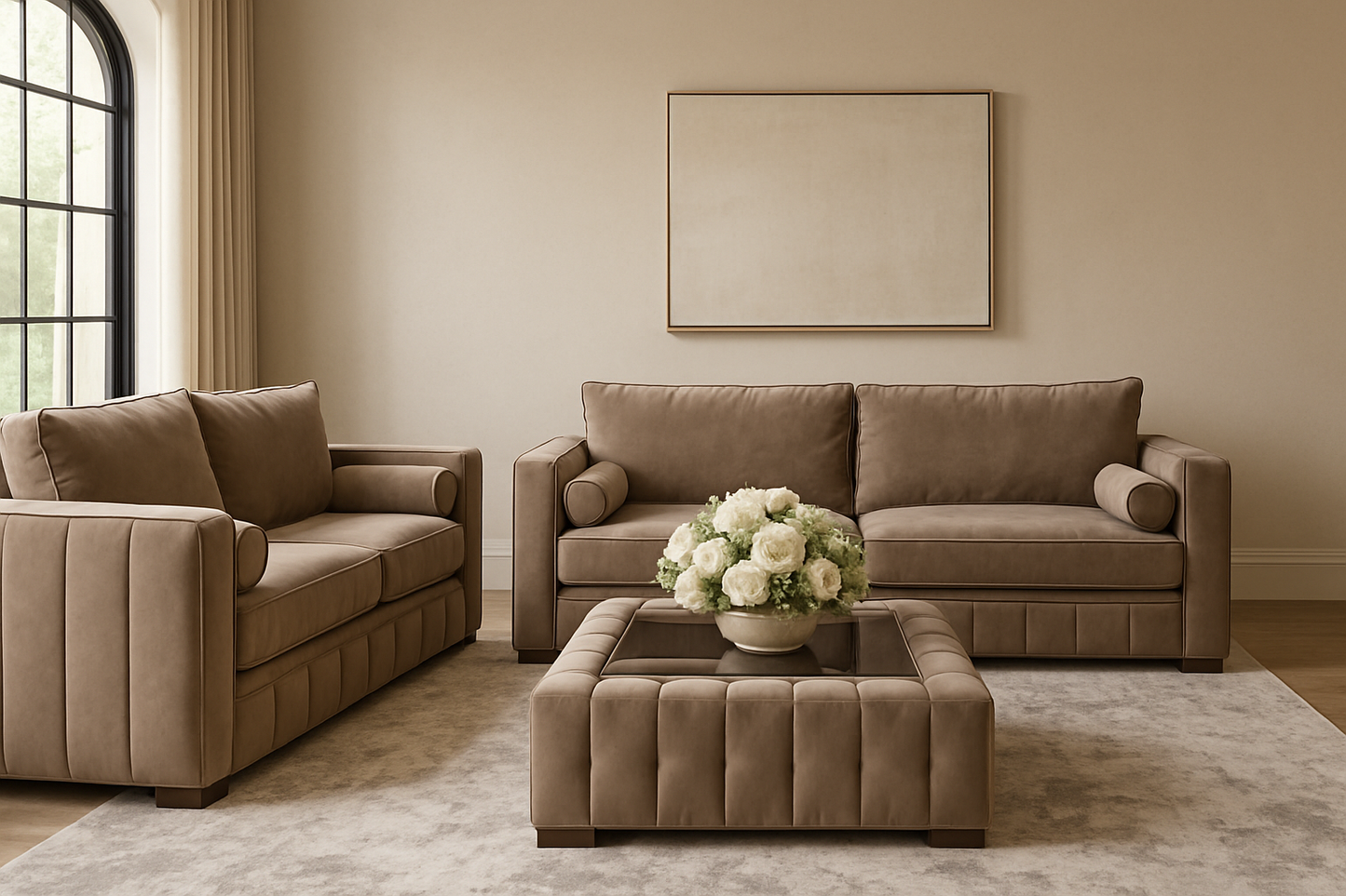 Lilly 3+2 Seater Corner Sofa Set – Luxury Velvet Chesterfield Style with Matching Coffee Table