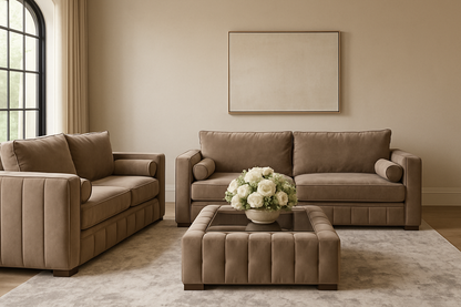 Lilly 3+2 Seater Corner Sofa Set – Luxury Velvet Chesterfield Style with Matching Coffee Table