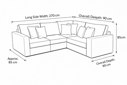 Luxury 5 Seater L-Shaped Corner Sofa in Cream Fabric