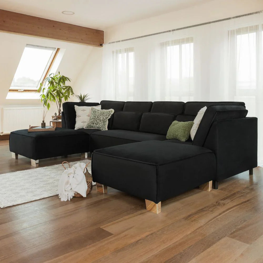 Sloane Sofa Black U Shape Corner