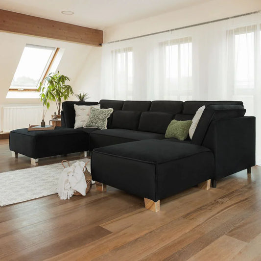 Sloane Sofa Black U Shape Corner