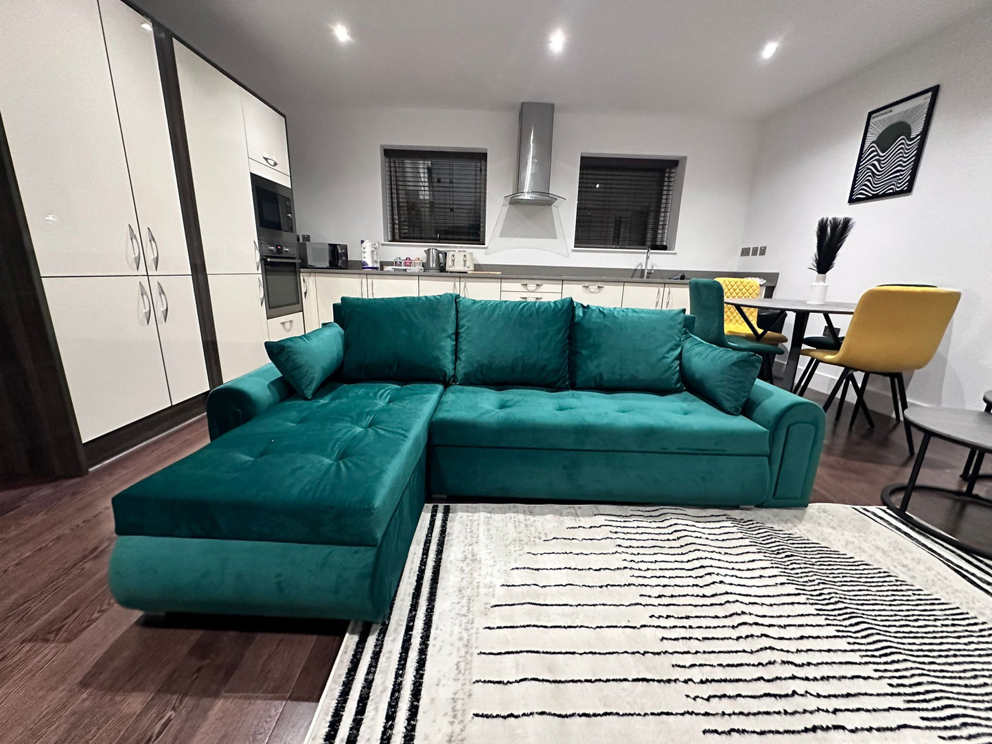 Berlin Universal Corner Sofa Bed with Storage – Teal – Left or Right Facing – Modern Convertible Sofa Bed UK