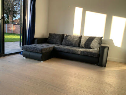 Berlin Universal Corner Sofa Bed with Storage – Black – Left or Right Facing – Modern Space-Saving Design