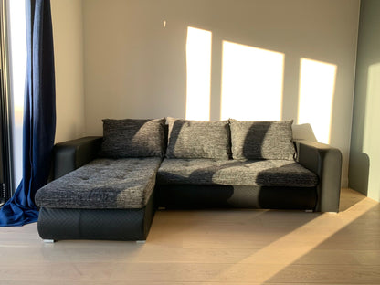 Berlin Universal Corner Sofa Bed with Storage – Black – Left or Right Facing – Modern Space-Saving Design