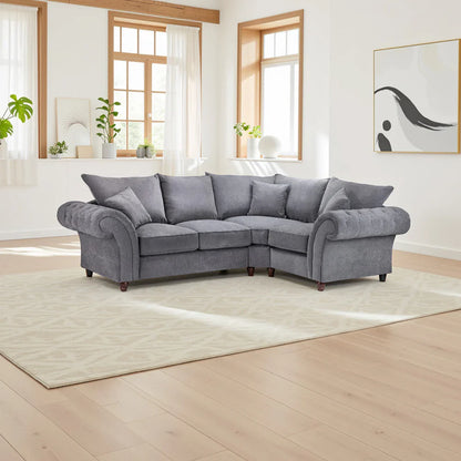 Verona Charcoal Corner Sofa - Luxury Chesterfield Fabric Corner Sofa UK