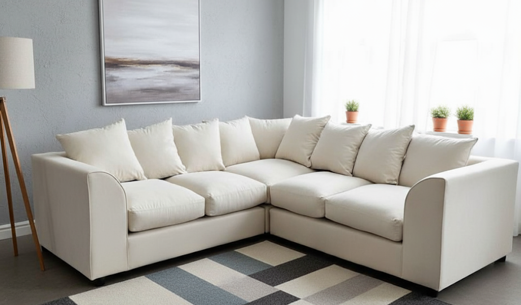 Dylon 5 Seater Corner Sofa – Cream