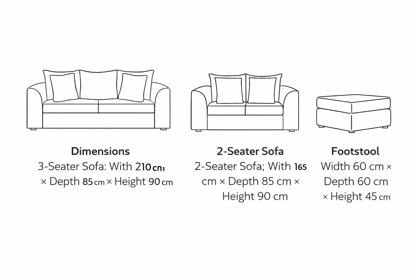 Dylon 3+2 Sofa Set in Cream with Footstool