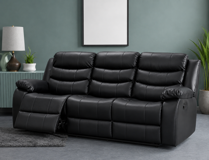 Harald Luxury Recliner Sofa UK – 3 Seater Leather Sofa | Black Brown Grey