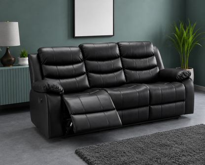 Harald Luxury Recliner Sofa UK – 3 Seater Leather Sofa | Black Brown Grey