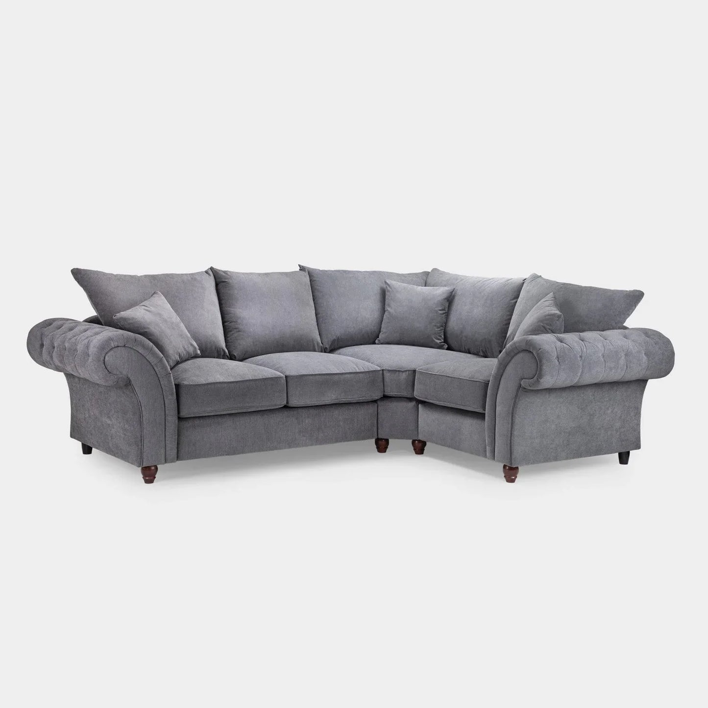 Verona Charcoal Corner Sofa - Luxury Chesterfield Fabric Corner Sofa UK