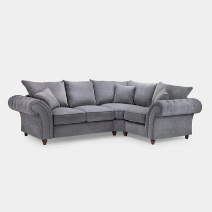 Verona Charcoal Corner Sofa - Luxury Chesterfield Fabric Corner Sofa UK