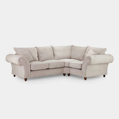 Verona Cream Corner Sofa - Luxury Chesterfield Fabric Corner Sofa UK