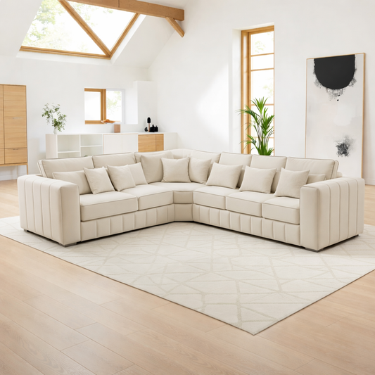 Lilly 6 Seater Corner Sofa – Cream