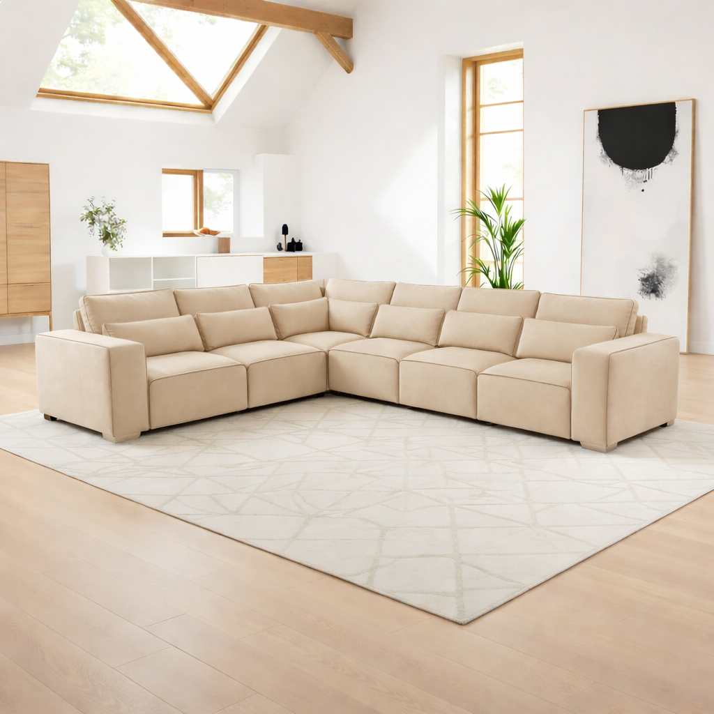 7 Seater Corner Sofa  | Sloane Fabric L Shaped Sofa