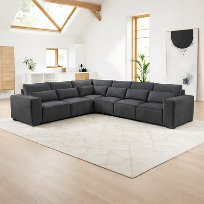 7 Seater Corner Sofa  | Sloane Fabric L Shaped Sofa
