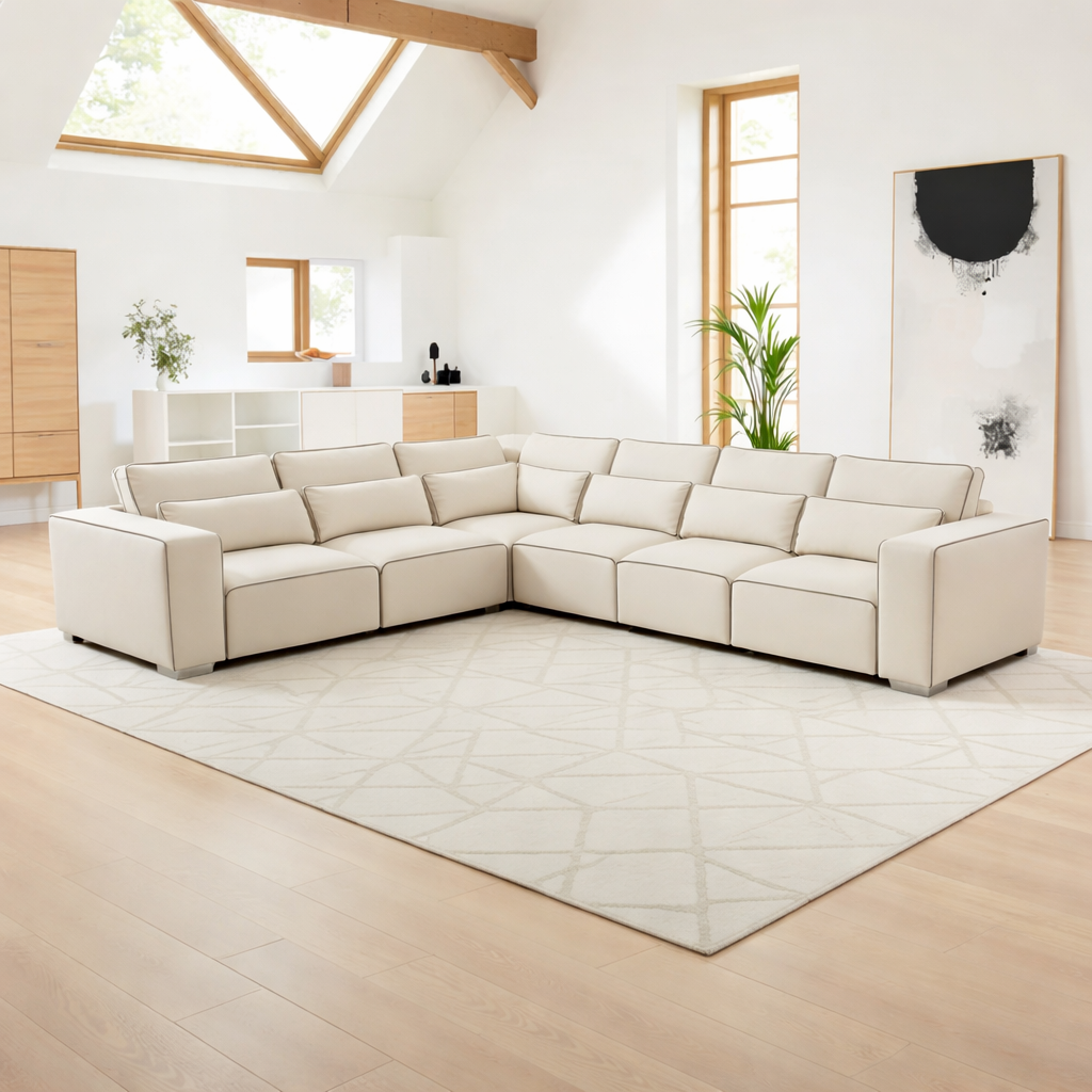 7 Seater Corner Sofa  | Sloane Fabric L Shaped Sofa