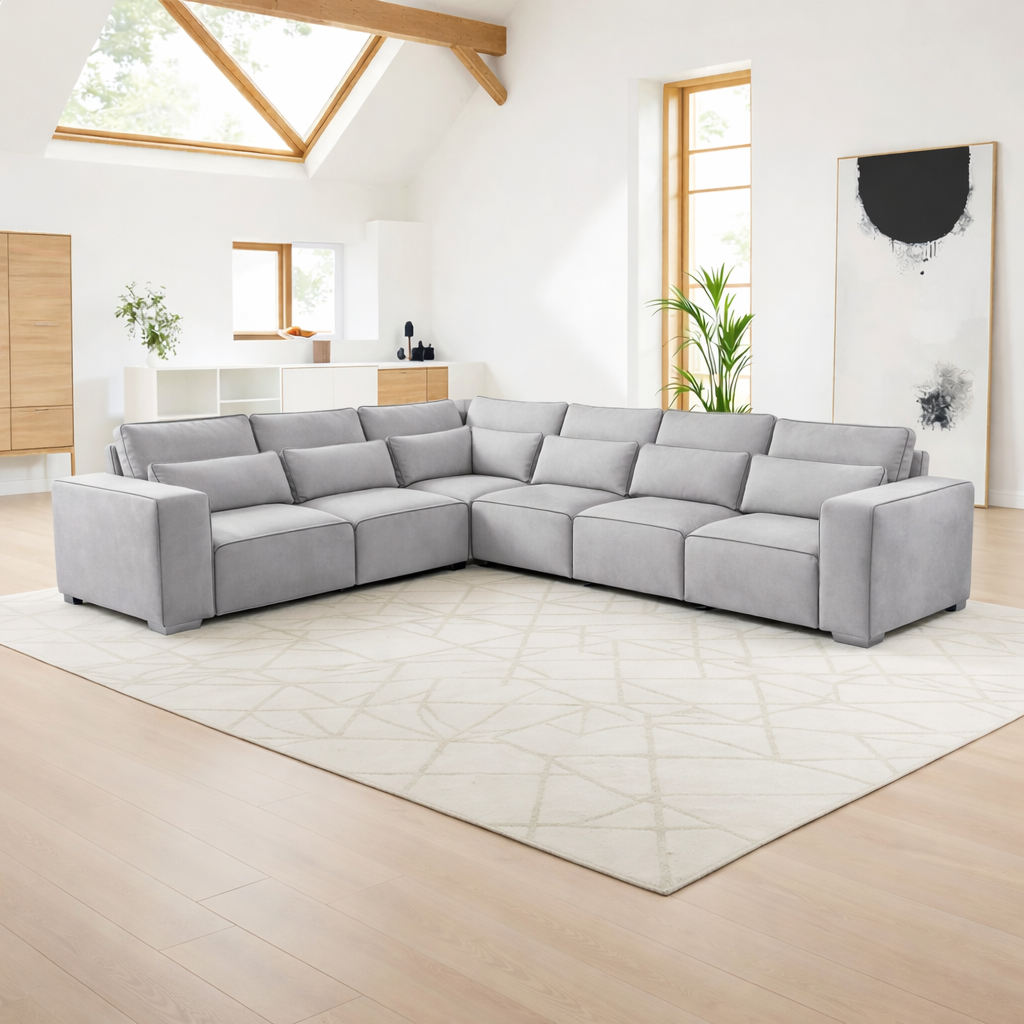 7 Seater Corner Sofa  | Sloane Fabric L Shaped Sofa