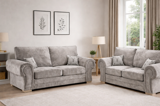 Verona Sofa Set 2 & 3 Seater | Light Grey Fabric Sofa