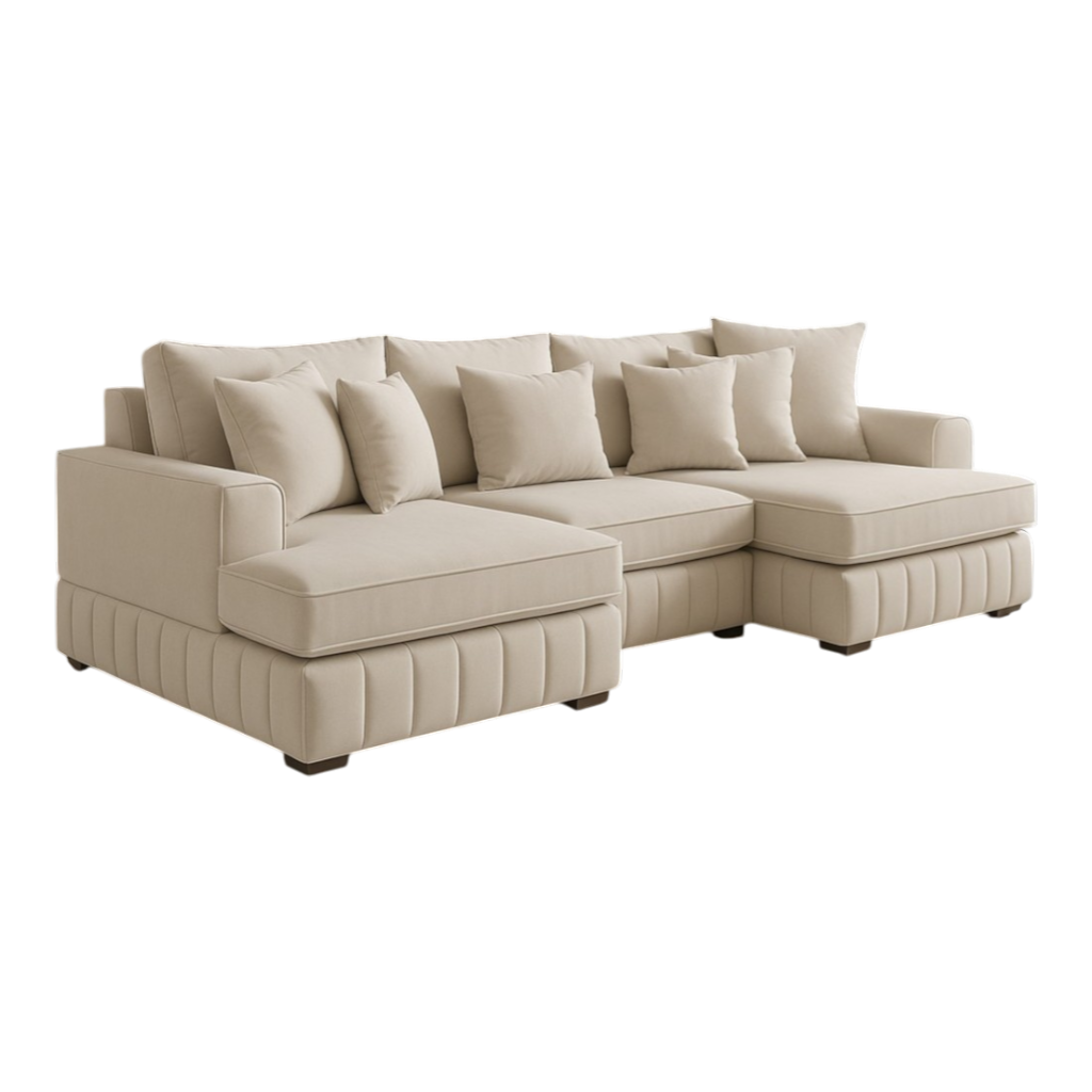 Lilly U-Shaped Corner Sofa – Light Cream