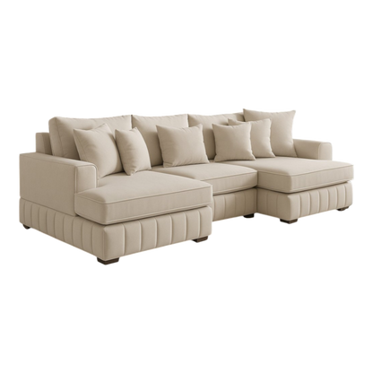 Lilly U-Shaped Corner Sofa – Light Cream