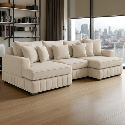 Lilly U-Shaped Corner Sofa – Light Cream