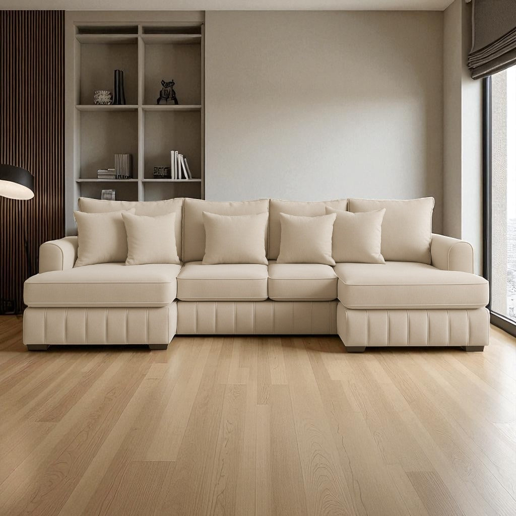 Lilly U-Shaped Corner Sofa – Light Cream