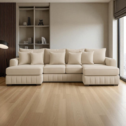 Lilly U-Shaped Corner Sofa – Light Cream